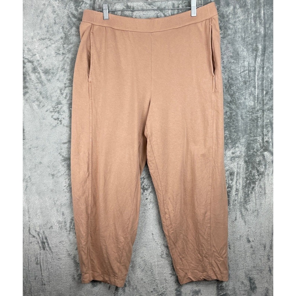 Eileen Fisher Pants Large Pink Tan Tencel Lyocell Organic Cotton Pull On USA